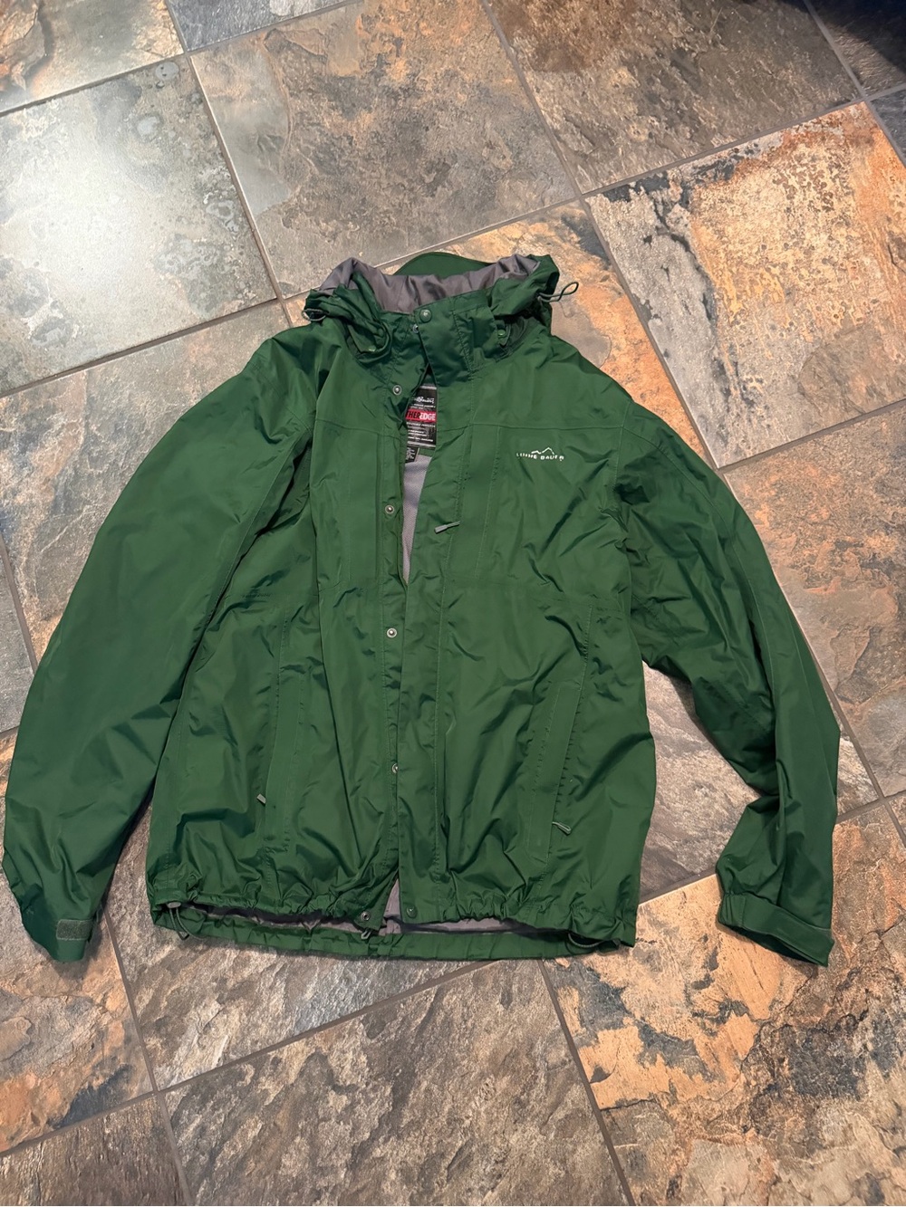 Eddie Bauer Dark Green Waterproof Hooded Raincoat